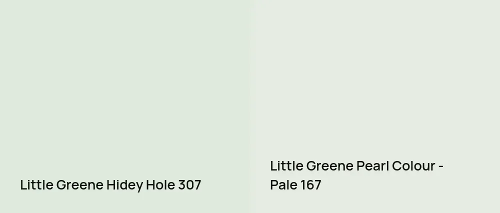 Little Greene Hidey Hole 307 vs Little Greene Pearl Colour - Pale 167