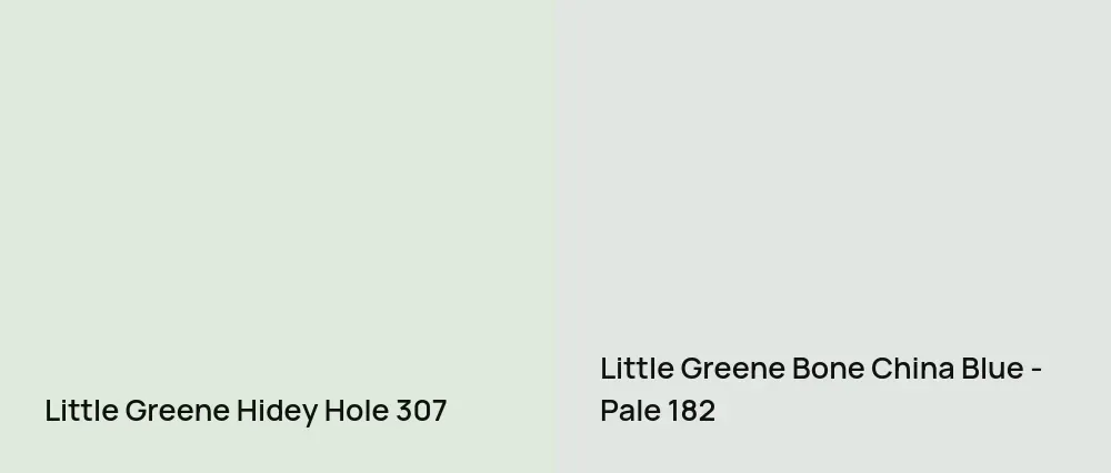 Little Greene Hidey Hole 307 vs Little Greene Bone China Blue - Pale 182