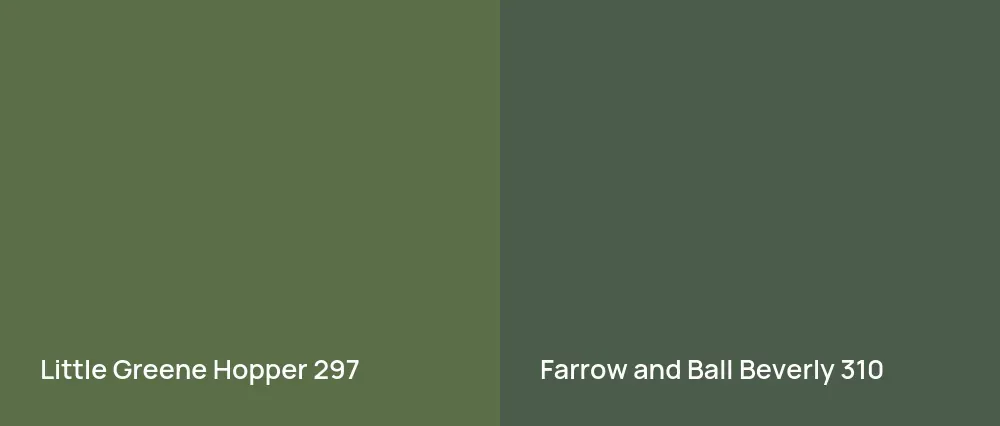 Little Greene Hopper 297 vs Farrow and Ball Beverly 310