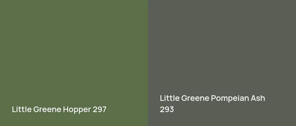Little Greene Hopper 297 vs Little Greene Pompeian Ash 293