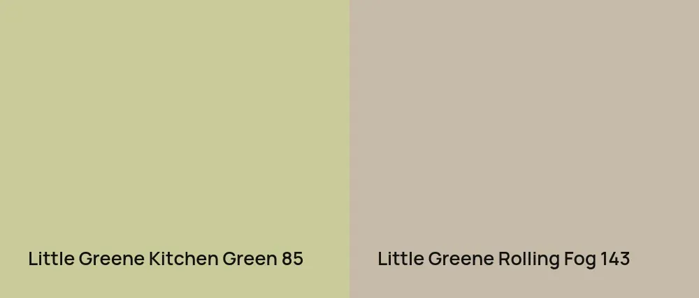 Little Greene Kitchen Green 85 vs Little Greene Rolling Fog 143