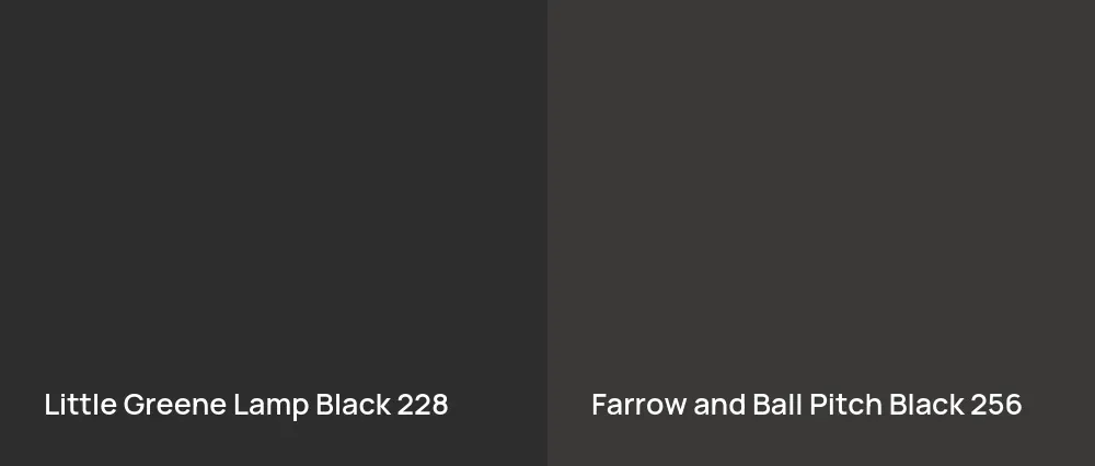 Little Greene Lamp Black 228 vs Farrow and Ball Pitch Black 256