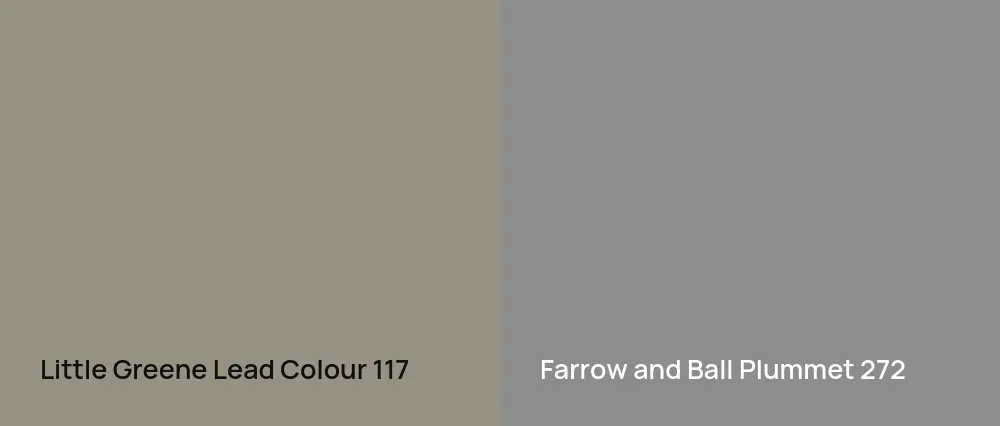 Little Greene Lead Colour 117 vs Farrow and Ball Plummet 272