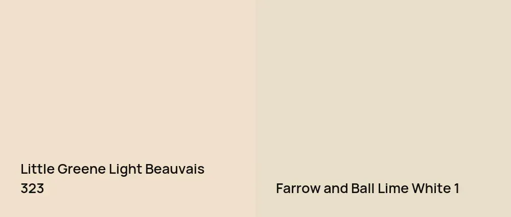 Little Greene Light Beauvais 323 vs Farrow and Ball Lime White 1