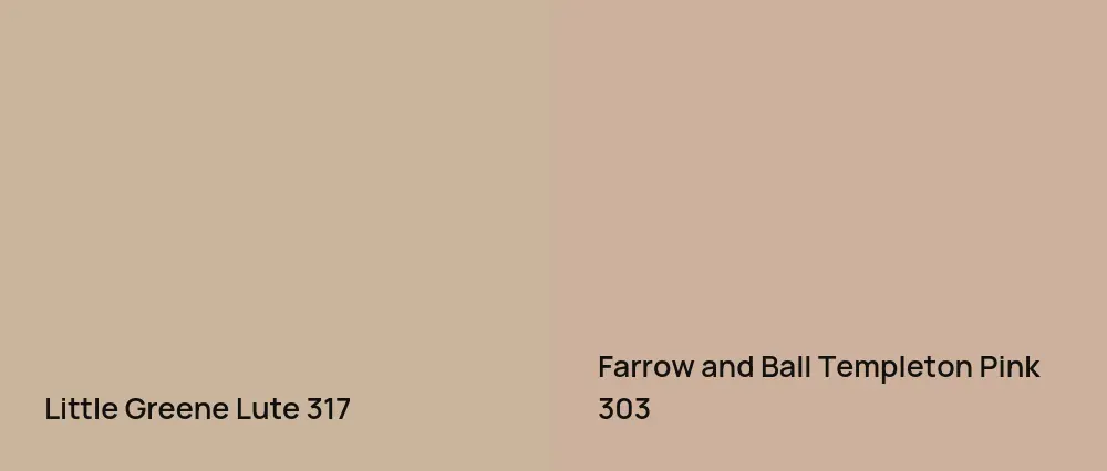 Little Greene Lute 317 vs Farrow and Ball Templeton Pink 303