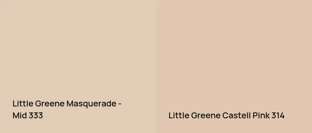 Little Greene Masquerade - Mid 333 vs Little Greene Castell Pink 314