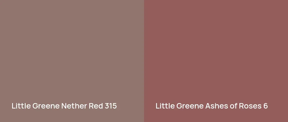 Little Greene Nether Red 315 vs Little Greene Ashes of Roses 6