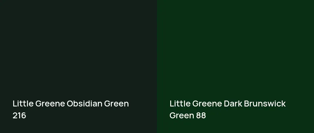 Little Greene Obsidian Green 216 vs Little Greene Dark Brunswick Green 88