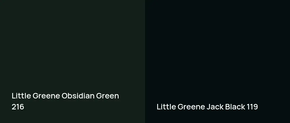 Little Greene Obsidian Green 216 vs Little Greene Jack Black 119