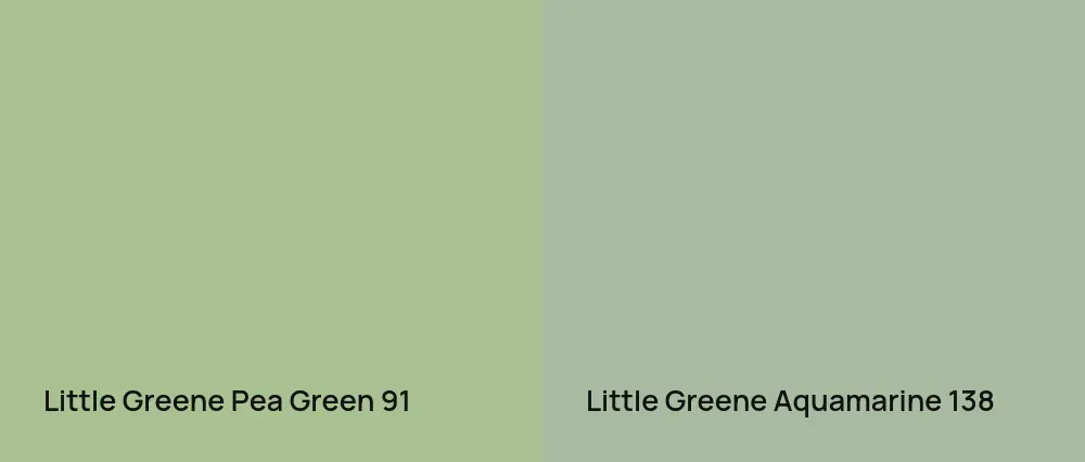 Little Greene Pea Green 91 vs Little Greene Aquamarine 138