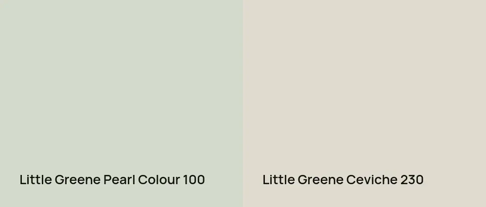 Little Greene Pearl Colour 100 vs Little Greene Ceviche 230