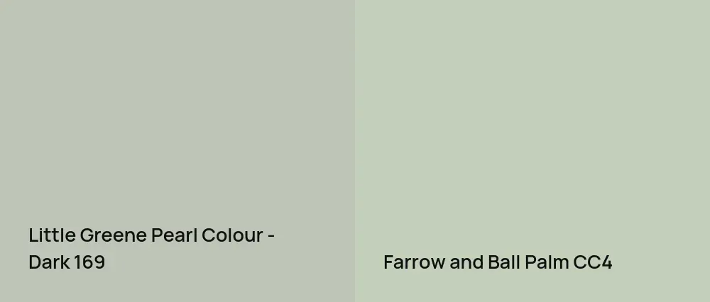 Little Greene Pearl Colour - Dark 169 vs Farrow and Ball Palm CC4