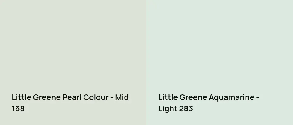 Little Greene Pearl Colour - Mid 168 vs Little Greene Aquamarine - Light 283