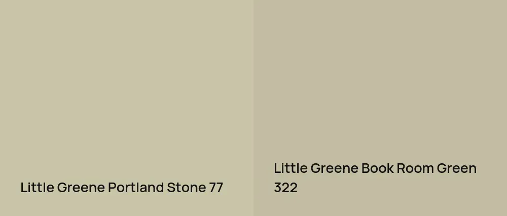 Little Greene Portland Stone 77 vs Little Greene Book Room Green 322
