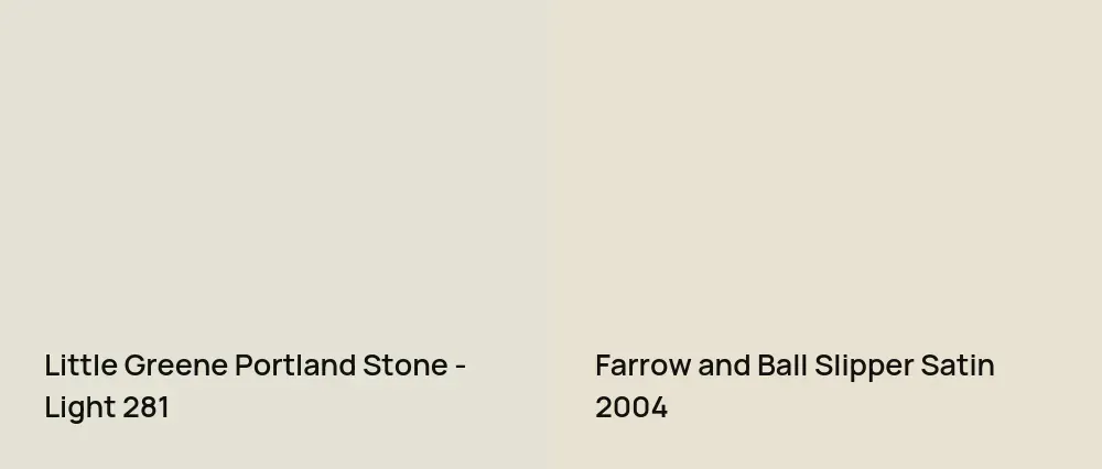 Little Greene Portland Stone - Light 281 vs Farrow and Ball Slipper Satin 2004