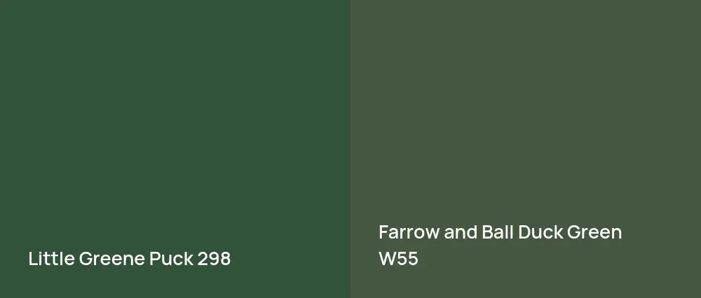 Little Greene Puck 298 vs Farrow and Ball Duck Green W55