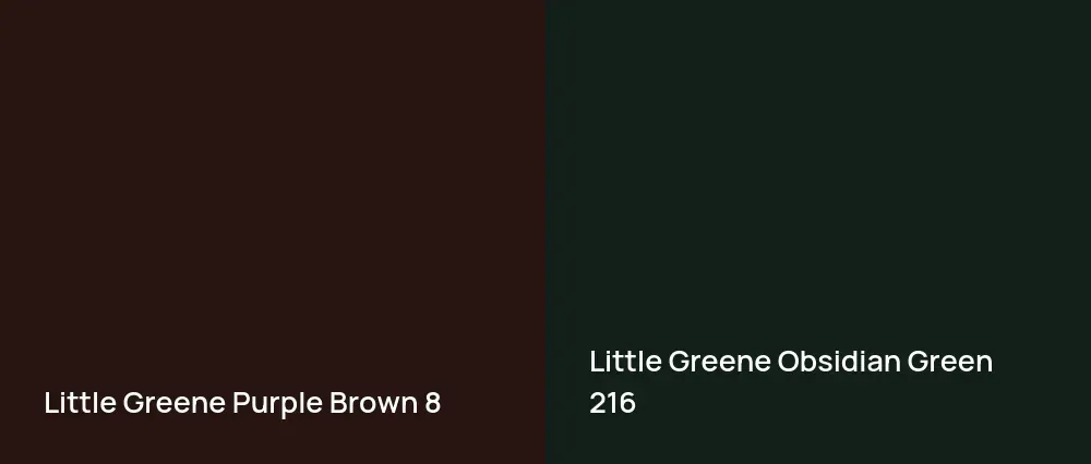 Little Greene Purple Brown 8 vs Little Greene Obsidian Green 216