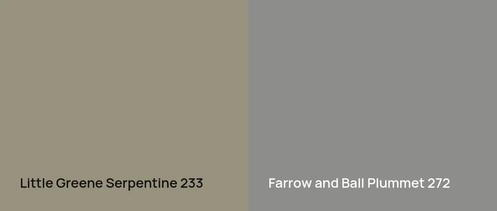Little Greene Serpentine 233 vs Farrow and Ball Plummet 272