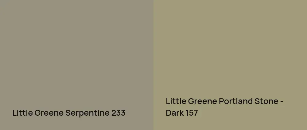 Little Greene Serpentine 233 vs Little Greene Portland Stone - Dark 157