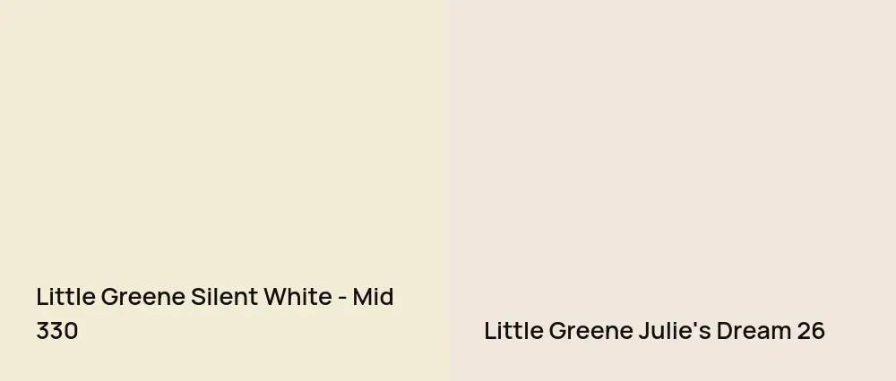 Little Greene Silent White - Mid 330 vs Little Greene Julie's Dream 26