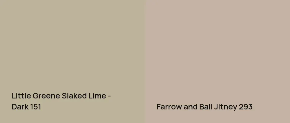 Little Greene Slaked Lime - Dark 151 vs Farrow and Ball Jitney 293