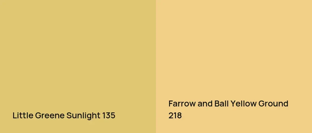 Little Greene Sunlight 135 vs Farrow and Ball Yellow Ground 218