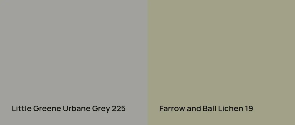 Little Greene Urbane Grey 225 vs Farrow and Ball Lichen 19