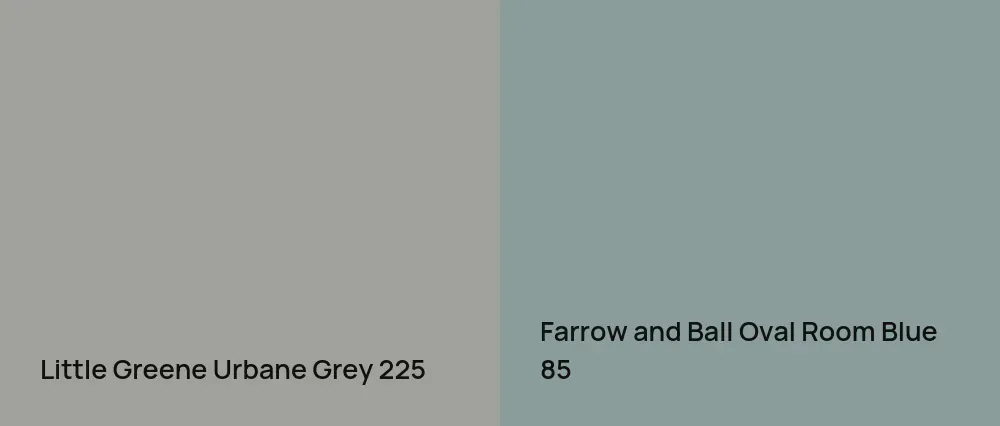 Little Greene Urbane Grey 225 vs Farrow and Ball Oval Room Blue 85