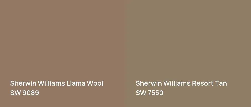 Sherwin Williams Llama Wool SW 9089 vs Sherwin Williams Resort Tan SW 7550