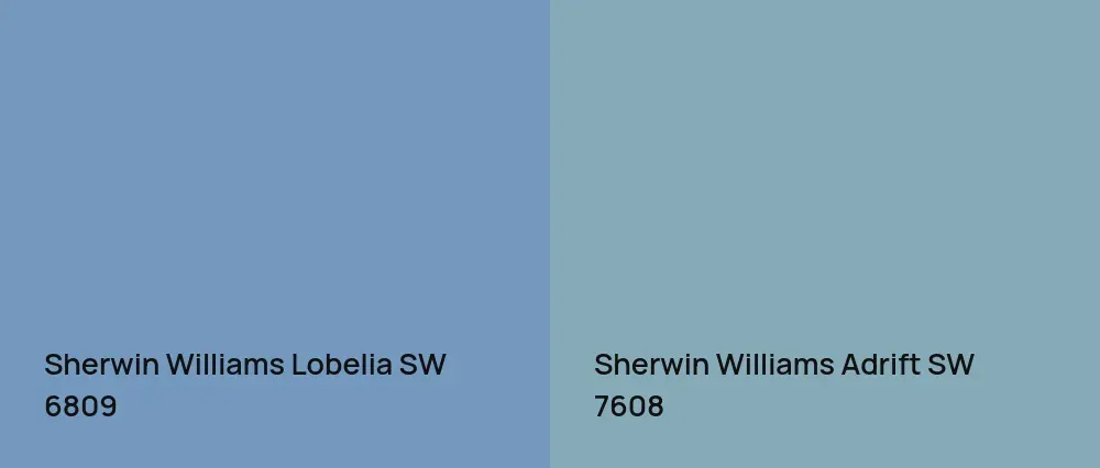 Sherwin Williams Lobelia SW 6809 vs Sherwin Williams Adrift SW 7608