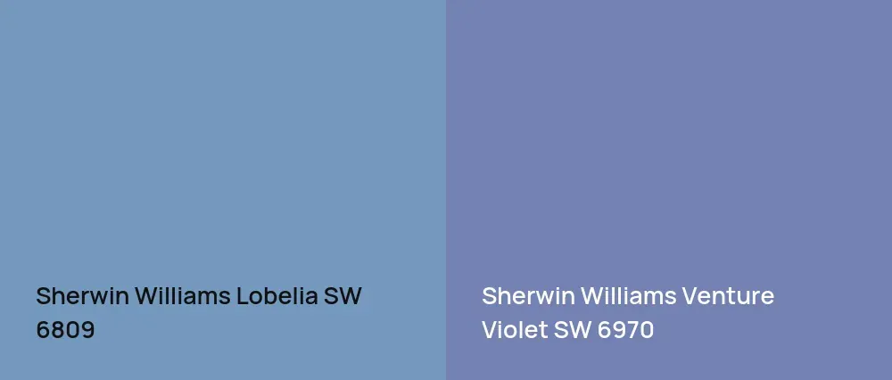 Sherwin Williams Lobelia SW 6809 vs Sherwin Williams Venture Violet SW 6970