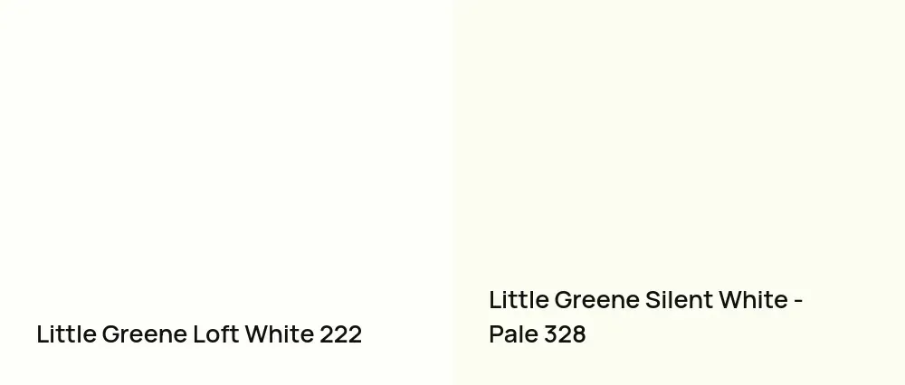 Little Greene Loft White 222 vs Little Greene Silent White - Pale 328