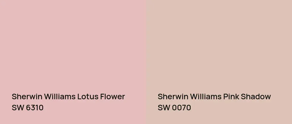 Sherwin Williams Lotus Flower SW 6310 vs Sherwin Williams Pink Shadow SW 0070