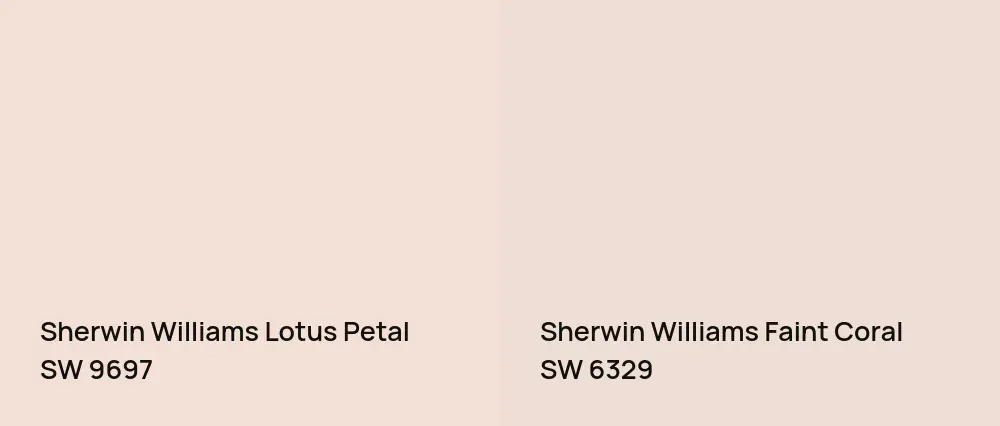 Sherwin Williams Lotus Petal SW 9697 vs Sherwin Williams Faint Coral SW 6329