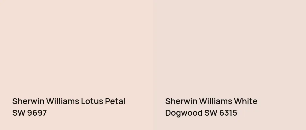 Sherwin Williams Lotus Petal SW 9697 vs Sherwin Williams White Dogwood SW 6315