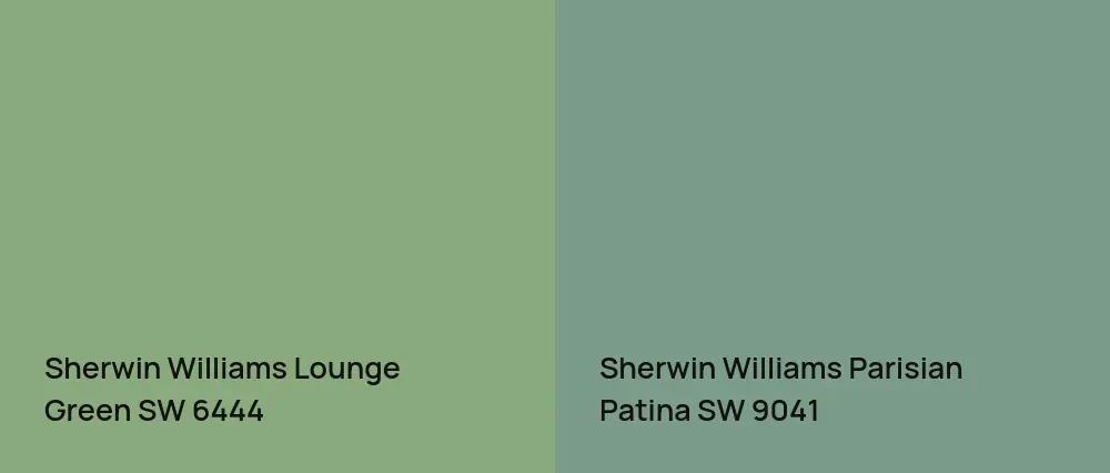 Sherwin Williams Lounge Green SW 6444 vs Sherwin Williams Parisian Patina SW 9041