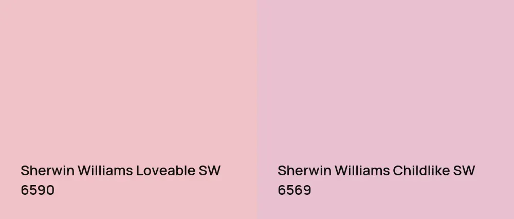 Sherwin Williams Loveable SW 6590 vs Sherwin Williams Childlike SW 6569