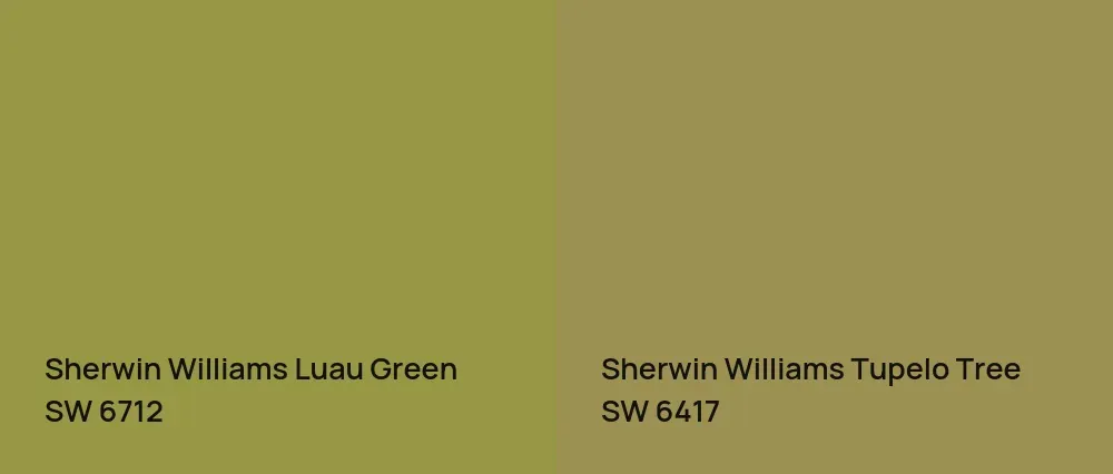 Sherwin Williams Luau Green SW 6712 vs Sherwin Williams Tupelo Tree SW 6417