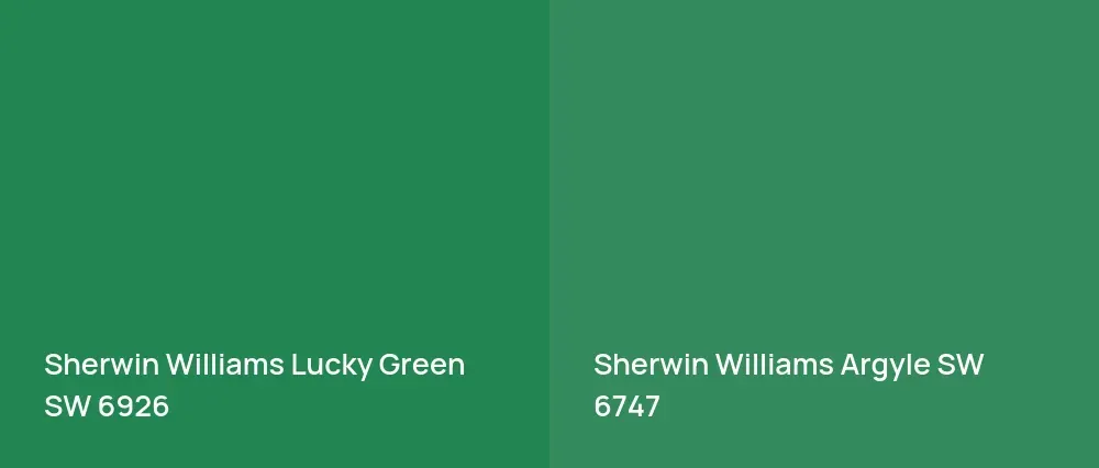 Sherwin Williams Lucky Green SW 6926 vs Sherwin Williams Argyle SW 6747