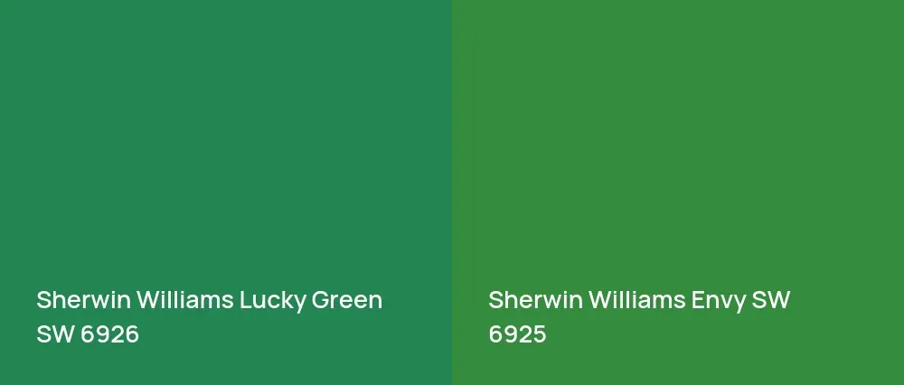 Sherwin Williams Lucky Green SW 6926 vs Sherwin Williams Envy SW 6925