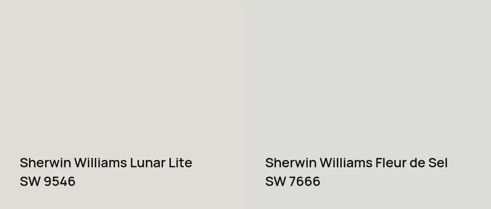 Sherwin Williams Lunar Lite SW 9546 vs Sherwin Williams Fleur de Sel SW 7666