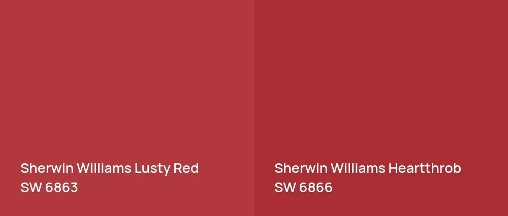 Sherwin Williams Lusty Red SW 6863 vs Sherwin Williams Heartthrob SW 6866