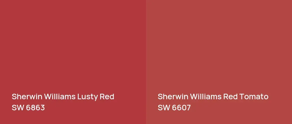 Sherwin Williams Lusty Red SW 6863 vs Sherwin Williams Red Tomato SW 6607