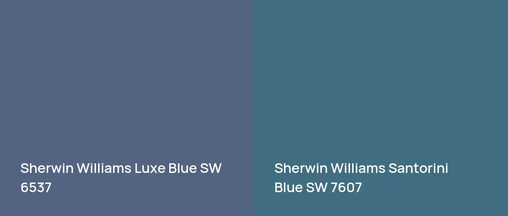Sherwin Williams Luxe Blue SW 6537 vs Sherwin Williams Santorini Blue SW 7607