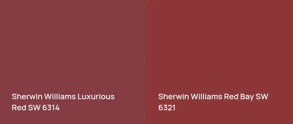 Sherwin Williams Luxurious Red SW 6314 vs Sherwin Williams Red Bay SW 6321