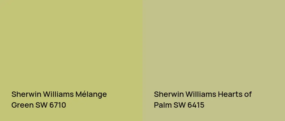 Sherwin Williams Mélange Green SW 6710 vs Sherwin Williams Hearts of Palm SW 6415