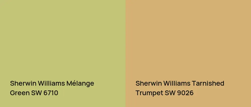 Sherwin Williams Mélange Green SW 6710 vs Sherwin Williams Tarnished Trumpet SW 9026
