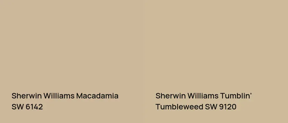 Sherwin Williams Macadamia SW 6142 vs Sherwin Williams Tumblin' Tumbleweed SW 9120