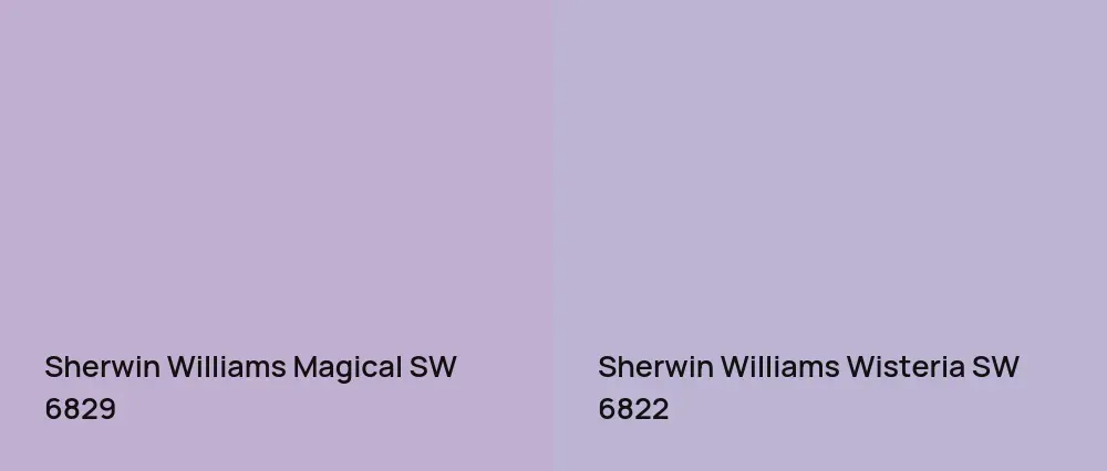 Sherwin Williams Magical SW 6829 vs Sherwin Williams Wisteria SW 6822