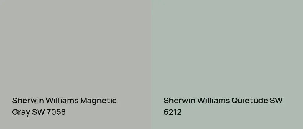 Sherwin Williams Magnetic Gray SW 7058 vs Sherwin Williams Quietude SW 6212